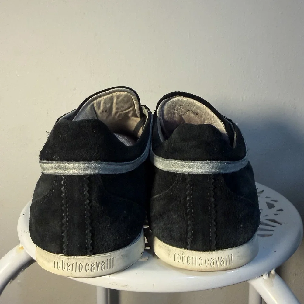 Roberto Cavalli Sneaker Black Leather Logo Men's 45